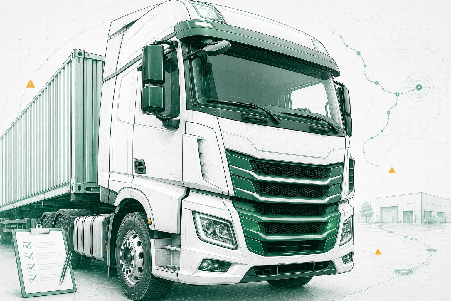 Bản vẽ blueprint quản lý rủi ro và bảo hiểm đội xe vận tải
